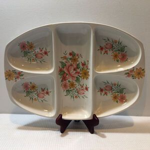 Vintage MCM Fred Roberts Serving Tray Floral Nice Condition